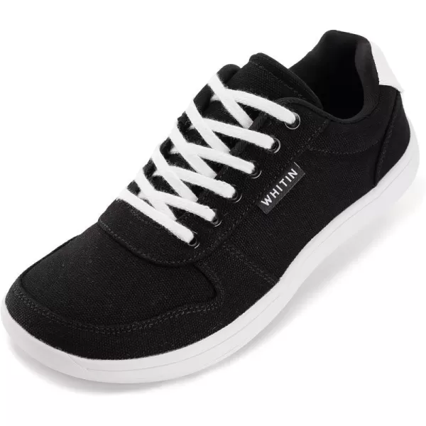 imageWHITIN Womens Wide Toe Box Barefoot Shoes  Canvas Minimalist SneakersW882  Black White
