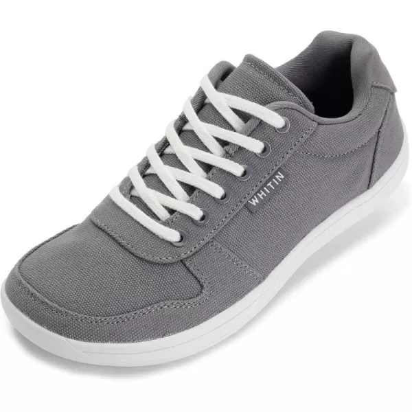 imageWHITIN Womens Wide Toe Box Barefoot Shoes  Canvas Minimalist SneakersW882  Grey White