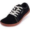 imageWHITIN Mens Wide Genuine Leather Barefoot Shoes  Minimalist Fashion Sneakers  Zero Drop SoleBlack Gum