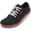 imageWHITIN Womens CanvasLeather Barefoot Shoes  Wide Width Minimalist Sneakers  Classic Fit Low TopW81v2  Canvas Black Gum