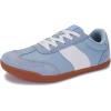 imageWHITIN Womens Wide Toe Box Barefoot Shoes  Suede Patchwork DesignBlue Gum