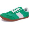 imageWHITIN Womens Wide Toe Box Barefoot Shoes  Suede Patchwork DesignGreen Gum