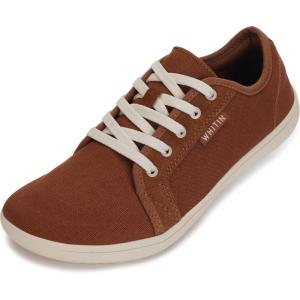 imageWHITIN Womens CanvasLeather Barefoot Shoes  Wide Width Minimalist Sneakers  Classic Fit Low TopW81v2  Canvas Brown Begie