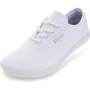 imageWHITIN Womens Wide Canvas Minimalist Barefoot Shoes  Zero Drop Sole  Casual SneakerW87  All White