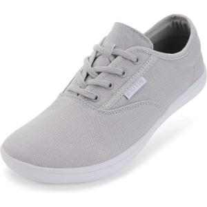 imageWHITIN Womens Wide Canvas Minimalist Barefoot Shoes  Zero Drop Sole  Casual SneakerW87  Grey