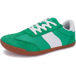 imageWHITIN Womens Wide Toe Box Barefoot Shoes  Suede Patchwork DesignGreen Gum