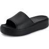 imageWHITIN Wedges Platform Sandal for Women Comfort Summer Sandles Size 10 Lady All Black Thick Sole EVA Slip Resistant Supportive Lightweight Pool Bath Slides