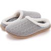 imageWHITIN Women Cozy Fuzzy Knitted Slipper Warm Slip On House Bedroom Shoes with Orthotic Arch Support Size 7 Plantar Fasciitis Ladies Clogs Grey 37