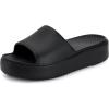 imageWHITIN Womens Platform Sandal Lightweight Waterproof Summer Size 7 Low Wedges Slides Female Comfortable Open Toe Cushioning Soft Slippers All Black
