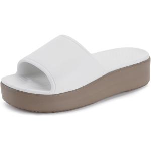 imageWHITIN Platform Sandal for Women Arch Support Slides Wedge Sandles Ladies Size 6 Female Slip On Beach Waterproof Comfy Pool Sandalias para Mujer White