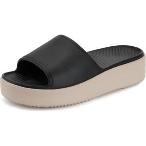 imageWHITIN Wedges Sandal for Women Comfort Summer Platform Sandles Size 10 Lady Black EVA Non Slip Arch Support Lightweight Shower Spa Pool Bath Slides