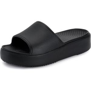 imageWHITIN Womens Wedges Platform Sandal Summer Sandles Size 8 Female All Black WaterFriendly Lightweight Antislip Pool Beach Quick Drying Spa Slides