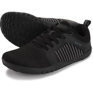 imageWHITIN Womens Wide Barefoot Trail Running Shoes  Minimalist Hiking Footwear  Zero Drop  Flexible TractionAll Black