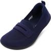 imageWHITIN Womens Round Toe Slip On Penny Loafers  Wide Width Barefoot Flats with Breathable KnitDark Blue