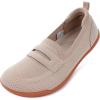 imageWHITIN Womens Round Toe Slip On Penny Loafers  Wide Width Barefoot Flats with Breathable KnitKhaki