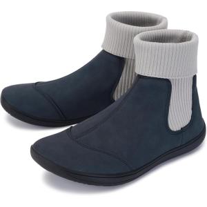imageWHITIN Womens Wide Barefoot Ankle Boots  Minimalist Chelsea Styles  Zero Drop  Stacked Socklike CuffsW821  Navy Blue
