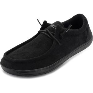 imageWHITIN Womens Wide Barefoot Loafers Shoes Slipon Minimalist Zero Drop Sneakers Size 9w Casual Boat Flat Moccasin Running Sport Soft Walking Black 40