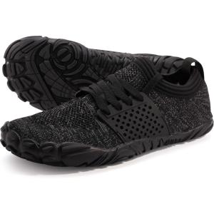 imageWHITIN Mens Wide Toe Box Barefoot ampamp Minimalist Shoe  Zero Drop SoleBlack Grey