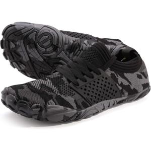 imageWHITIN Mens Wide Toe Box Barefoot ampamp Minimalist Shoe  Zero Drop SoleCamo Black