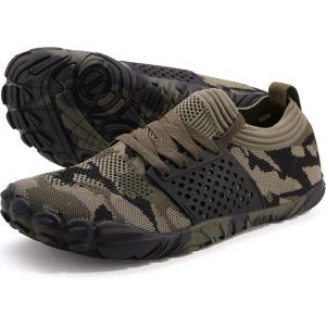 imageWHITIN Mens Wide Toe Box Barefoot ampamp Minimalist Shoe  Zero Drop SoleCamo Green