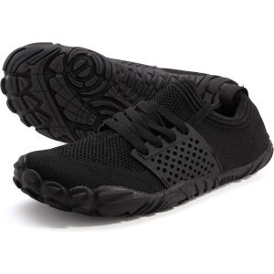 imageWHITIN Mens Wide Toe Box Barefoot ampamp Minimalist Shoe  Zero Drop SoleCarbon Black