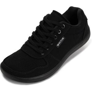 imageWHITIN Wide Toe Box Barefoot Sneakers for Women  Lightweight Canvas Minimalist ShoesAll Black