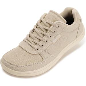 imageWHITIN Wide Toe Box Barefoot Sneakers for Women  Lightweight Canvas Minimalist ShoesBeige