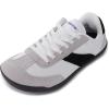 imageWHITIN Wide Barefoot Sneakers for Women  Brogue Toe Cap Style  SuedeKnit HybridGrey Chocolate