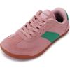 imageWHITIN Wide Barefoot Sneakers for Women  Brogue Toe Cap Style  SuedeKnit HybridPink Gum