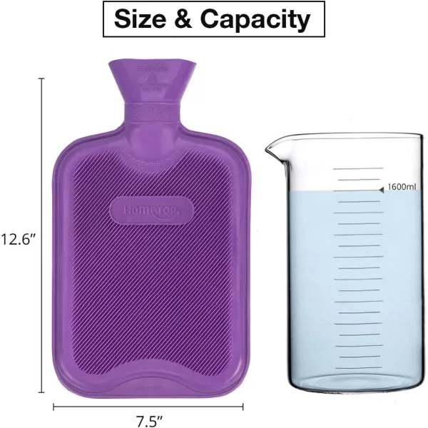 2 Liter Premium Classic Rubber Hot Water Bottle w/Cute Knit Cover 