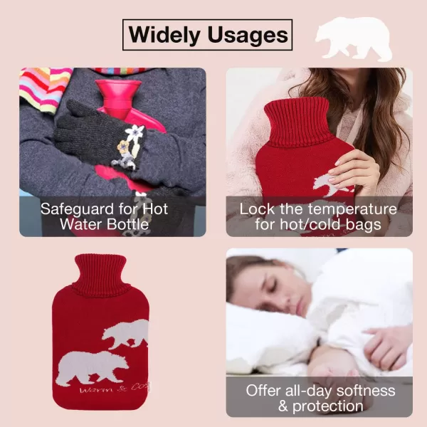 HomeTop Large 2 Liter Soft Knit Elegant Polar Bear Hot Water Bottle Cover - ONLY Cover 