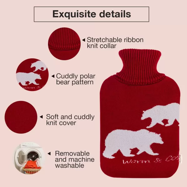 HomeTop Large 2 Liter Soft Knit Elegant Polar Bear Hot Water Bottle Cover - ONLY Cover 
