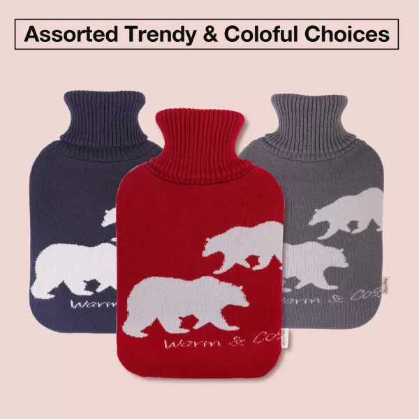 HomeTop Large 2 Liter Soft Knit Elegant Polar Bear Hot Water Bottle Cover - ONLY Cover 