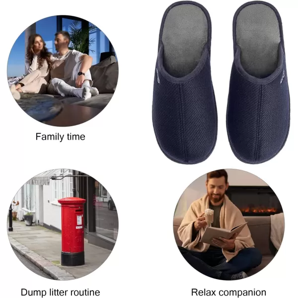 HomeTop Men's Comfy Knitted Memory Foam Slip On Scuff Slipper with Anti-Skid Rubber Sole