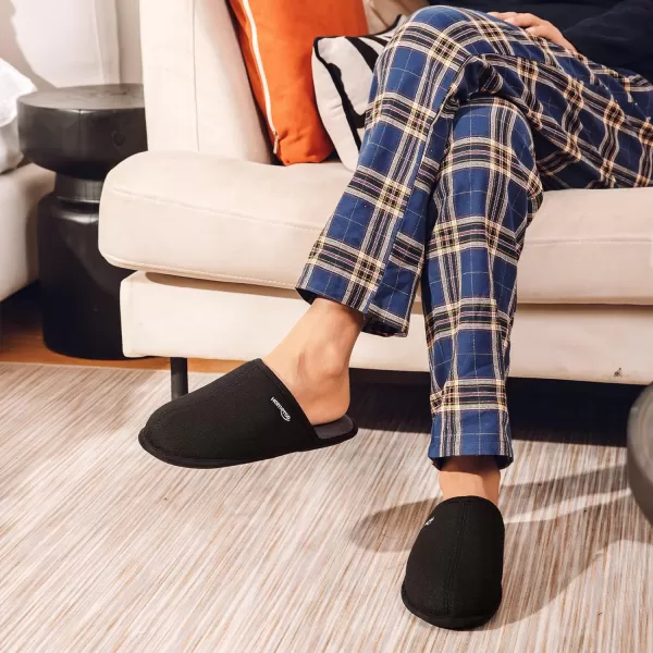 HomeTop Men's Comfy Knitted Memory Foam Slip On Scuff Slipper with Anti-Skid Rubber Sole