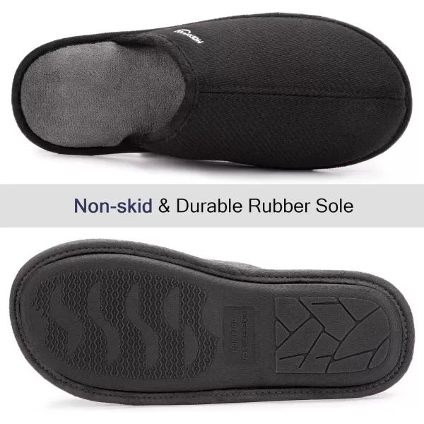 HomeTop Men's Comfy Knitted Memory Foam Slip On Scuff Slipper with Anti-Skid Rubber Sole