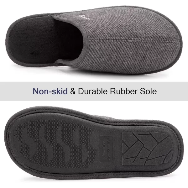HomeTop Men's Comfy Knitted Memory Foam Slip On Scuff Slipper with Anti-Skid Rubber Sole