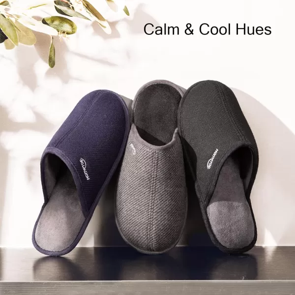 HomeTop Men's Comfy Knitted Memory Foam Slip On Scuff Slipper with Anti-Skid Rubber Sole