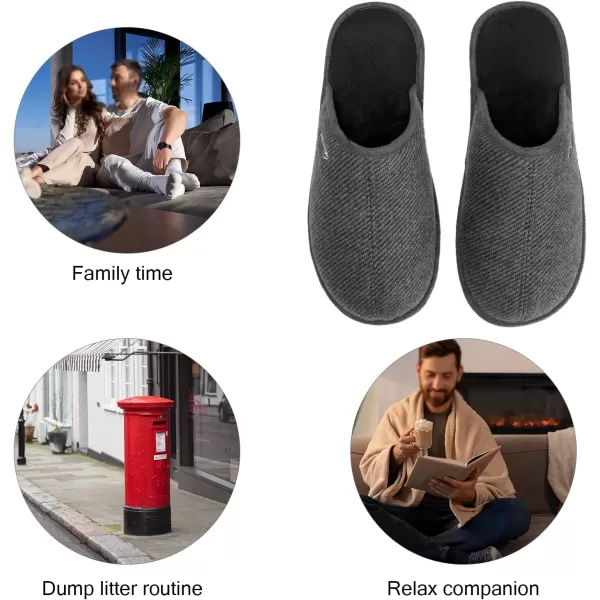 HomeTop Men's Comfy Knitted Memory Foam Slip On Scuff Slipper with Anti-Skid Rubber Sole