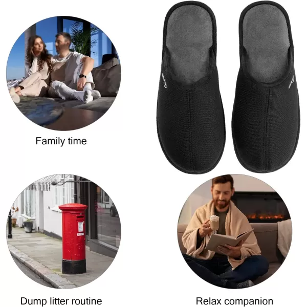 HomeTop Men's Comfy Knitted Memory Foam Slip On Scuff Slipper with Anti-Skid Rubber Sole