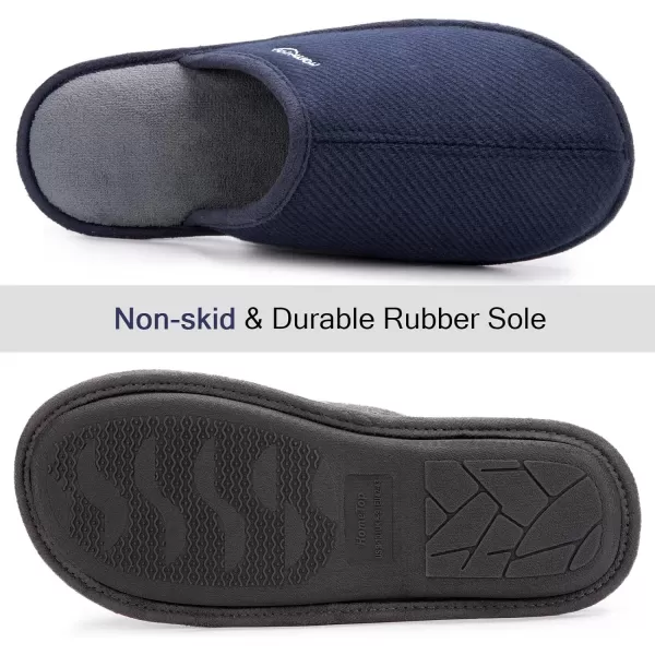HomeTop Men's Comfy Knitted Memory Foam Slip On Scuff Slipper with Anti-Skid Rubber Sole