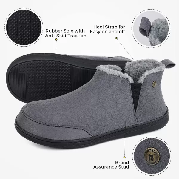 HomeTop Men's Soft Microsuede Sherpa Lined House Shoes with Elastic Dual Gores