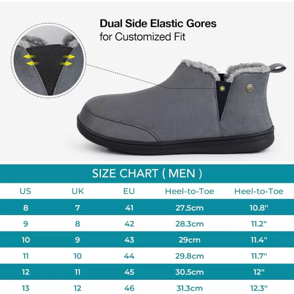HomeTop Men's Soft Microsuede Sherpa Lined House Shoes with Elastic Dual Gores