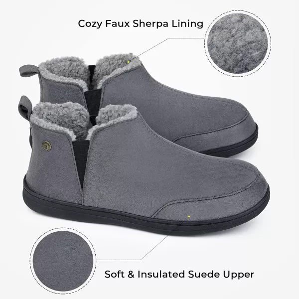 HomeTop Men's Soft Microsuede Sherpa Lined House Shoes with Elastic Dual Gores