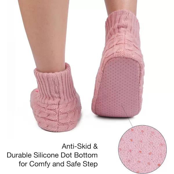 HomeTop Men's Women's Comfy Cable Knit Slipper Socks with Anti-Skid Silicone Gripper