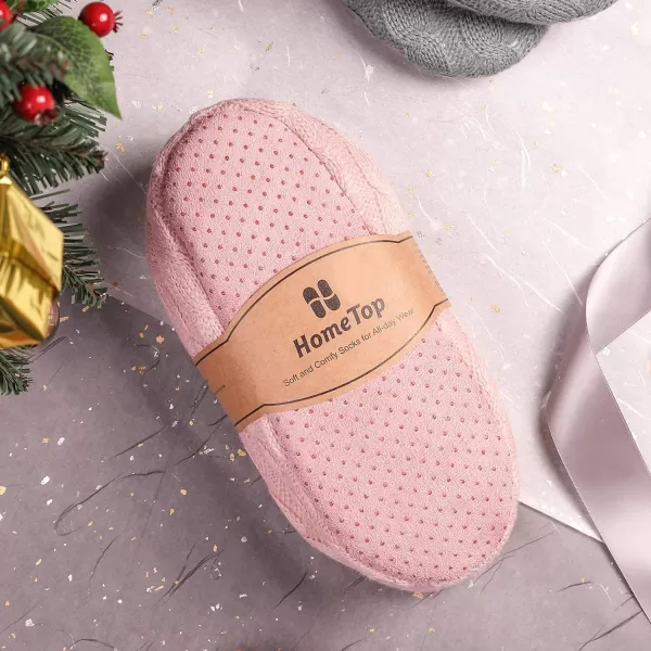 HomeTop Men's Women's Comfy Cable Knit Slipper Socks with Anti-Skid Silicone Gripper