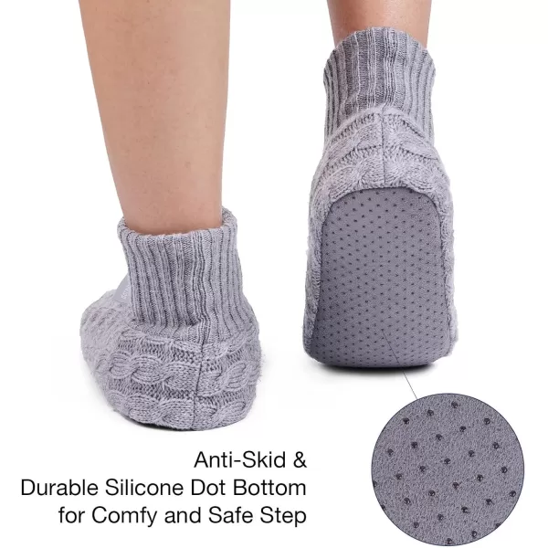 HomeTop Men's Women's Comfy Cable Knit Slipper Socks with Anti-Skid Silicone Gripper