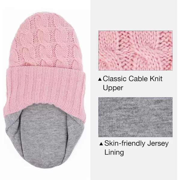 HomeTop Men's Women's Comfy Cable Knit Slipper Socks with Anti-Skid Silicone Gripper