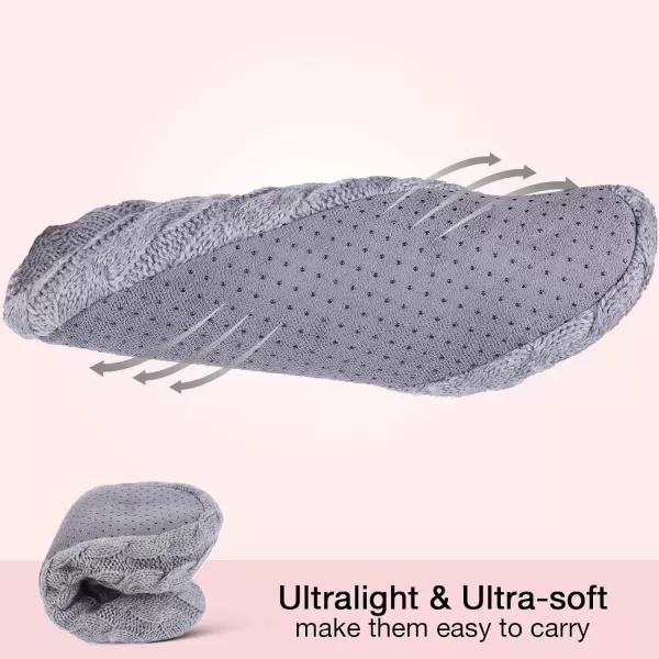 HomeTop Men's Women's Comfy Cable Knit Slipper Socks with Anti-Skid Silicone Gripper