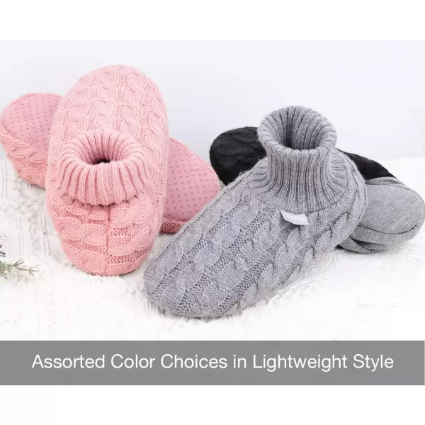 HomeTop Men's Women's Comfy Cable Knit Slipper Socks with Anti-Skid Silicone Gripper